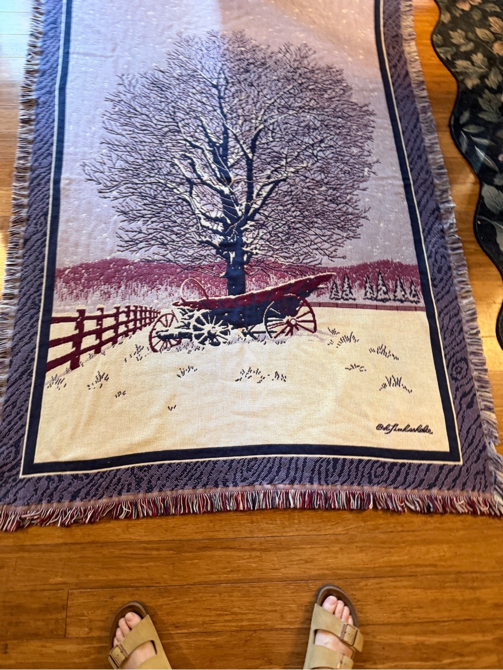 Tapestry by Bob Timberlake Winter Scene Wall Hanging or Throw 66 x 50 Vintage - Picture 2 of 7